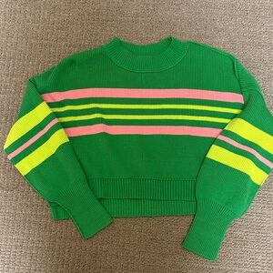 New, w/tags Free People easy street cropped Green Striped Sweater